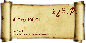 Őry Pál névjegykártya